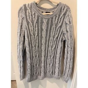 J. Jill wearever collection Gray Cable Knit Crew Neck Sweater classic size large